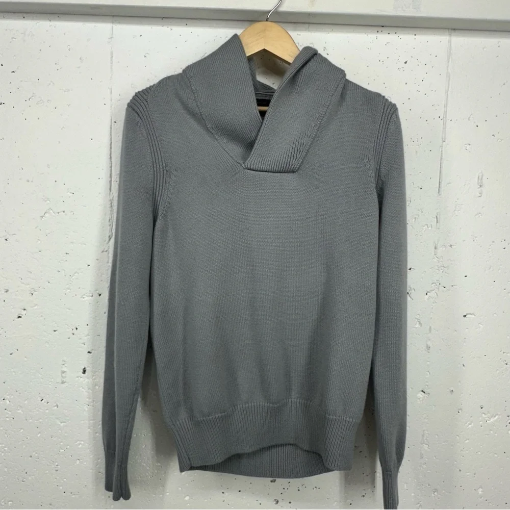 Banana Republic Men’s Size Large Gray Merino Wool Blend Shawl Collar Sweater